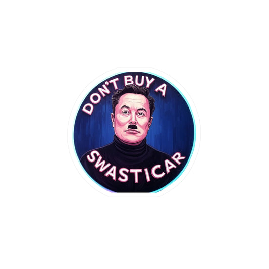 Anti Tesla Bumper Sticker, Anti-Elon Musk Car Decal – ‘Don’t Buy a Swasticar’ Satirical Sticker