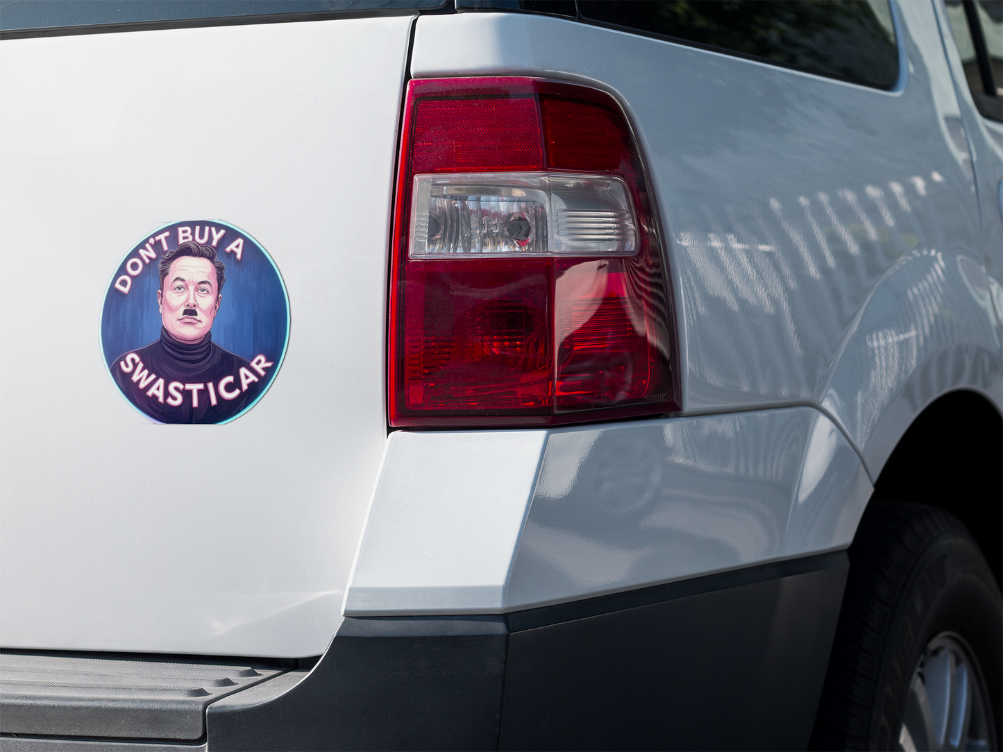 Anti Tesla Bumper Sticker, Anti-Elon Musk Car Decal – ‘Don’t Buy a Swasticar’ Satirical Sticker