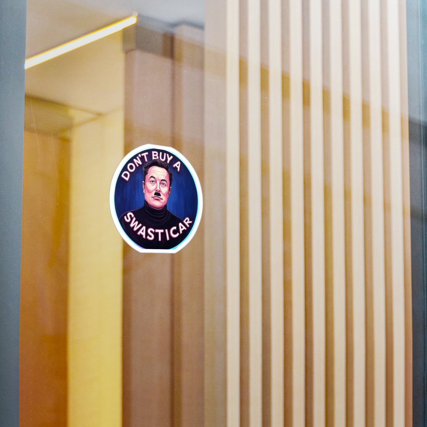 Anti Tesla Bumper Sticker, Anti-Elon Musk Car Decal – ‘Don’t Buy a Swasticar’ Satirical Sticker