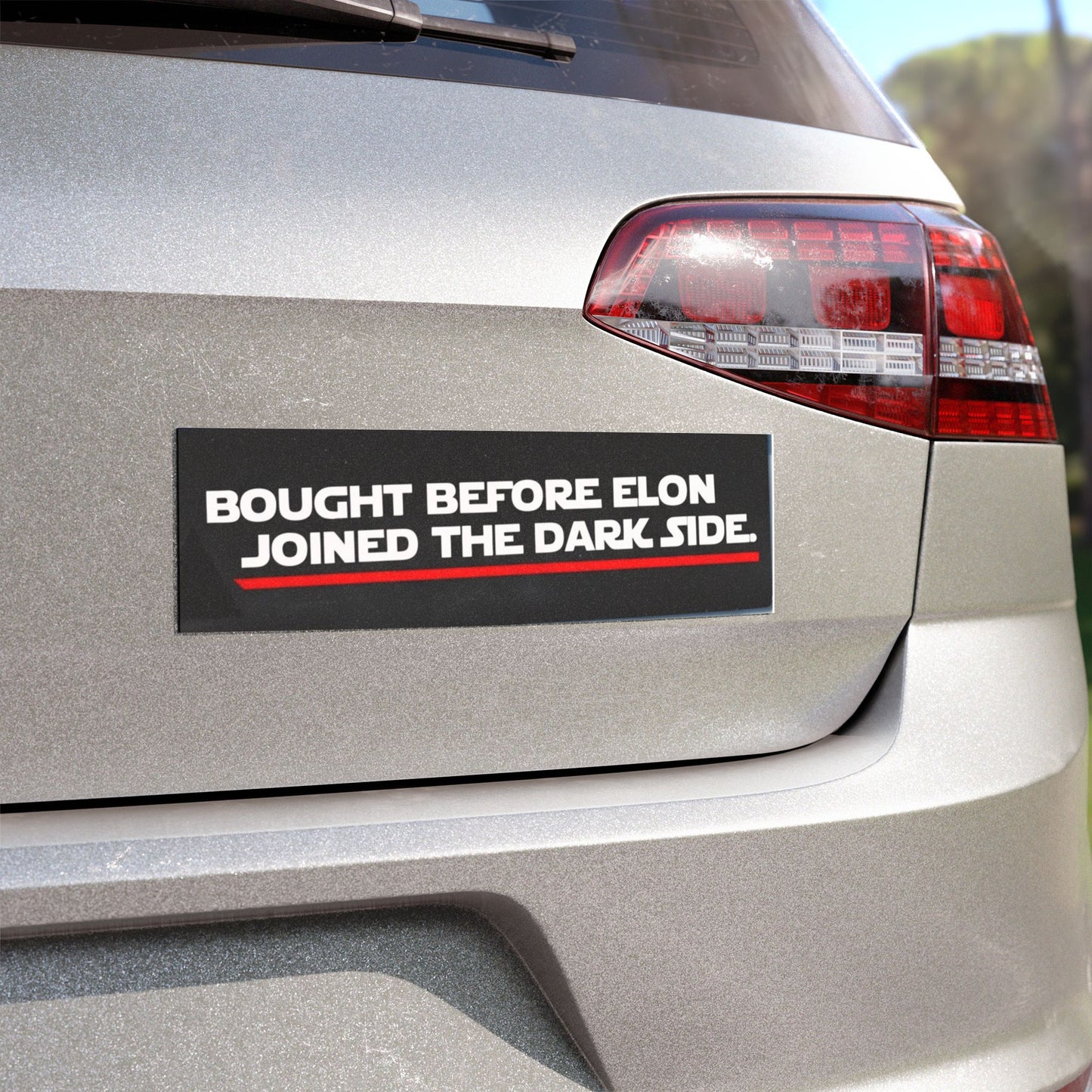 Humorous Car Magnet - 'Bought Before Elon Joined the Dark Side' - Fun Vehicle Accessory for Tesla Owners