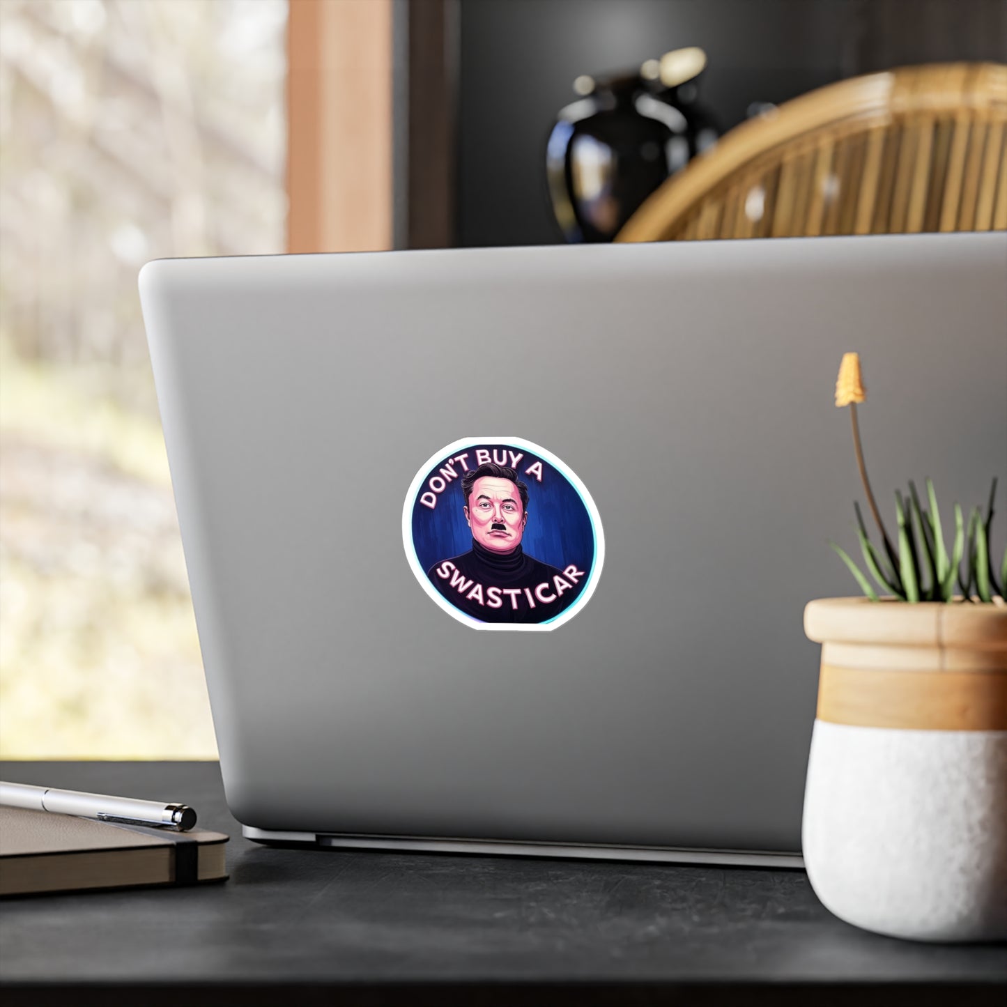 Anti Tesla Bumper Sticker, Anti-Elon Musk Car Decal – ‘Don’t Buy a Swasticar’ Satirical Sticker