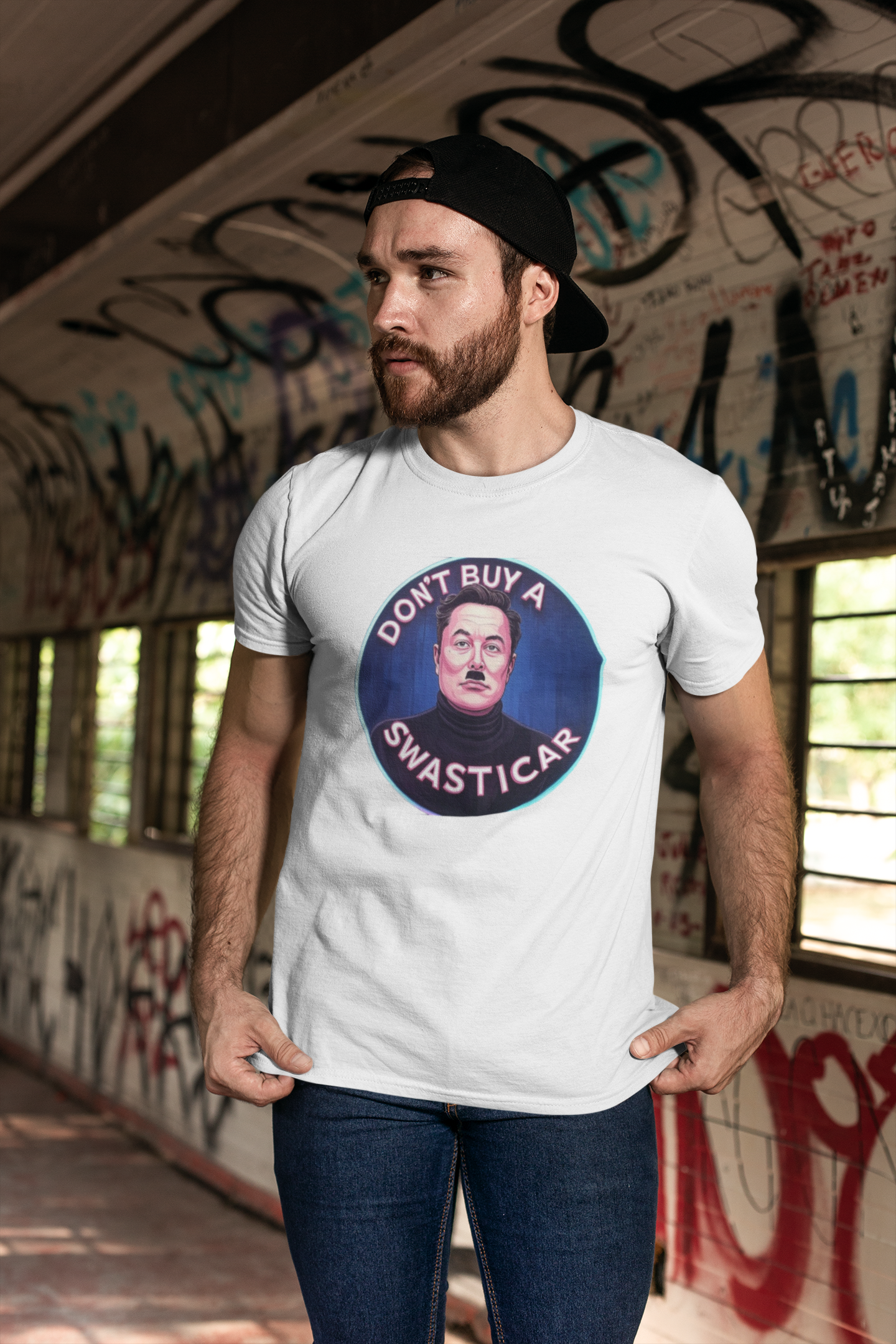 Anti Elon Musk Parody T-Shirt, Funny Tesla Satire Shirt – ‘Don’t Buy a Swasticar’ Design Political Protest Tee