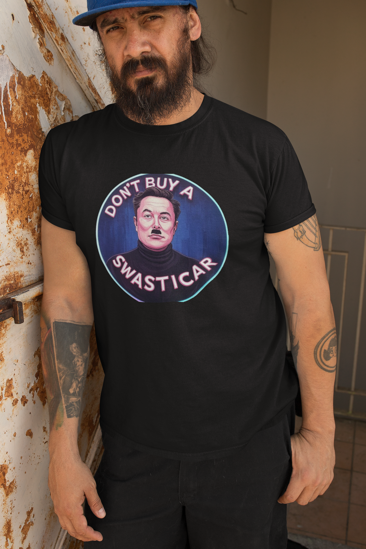 Anti Elon Musk Parody T-Shirt, Funny Tesla Satire Shirt – ‘Don’t Buy a Swasticar’ Design Political Protest Tee