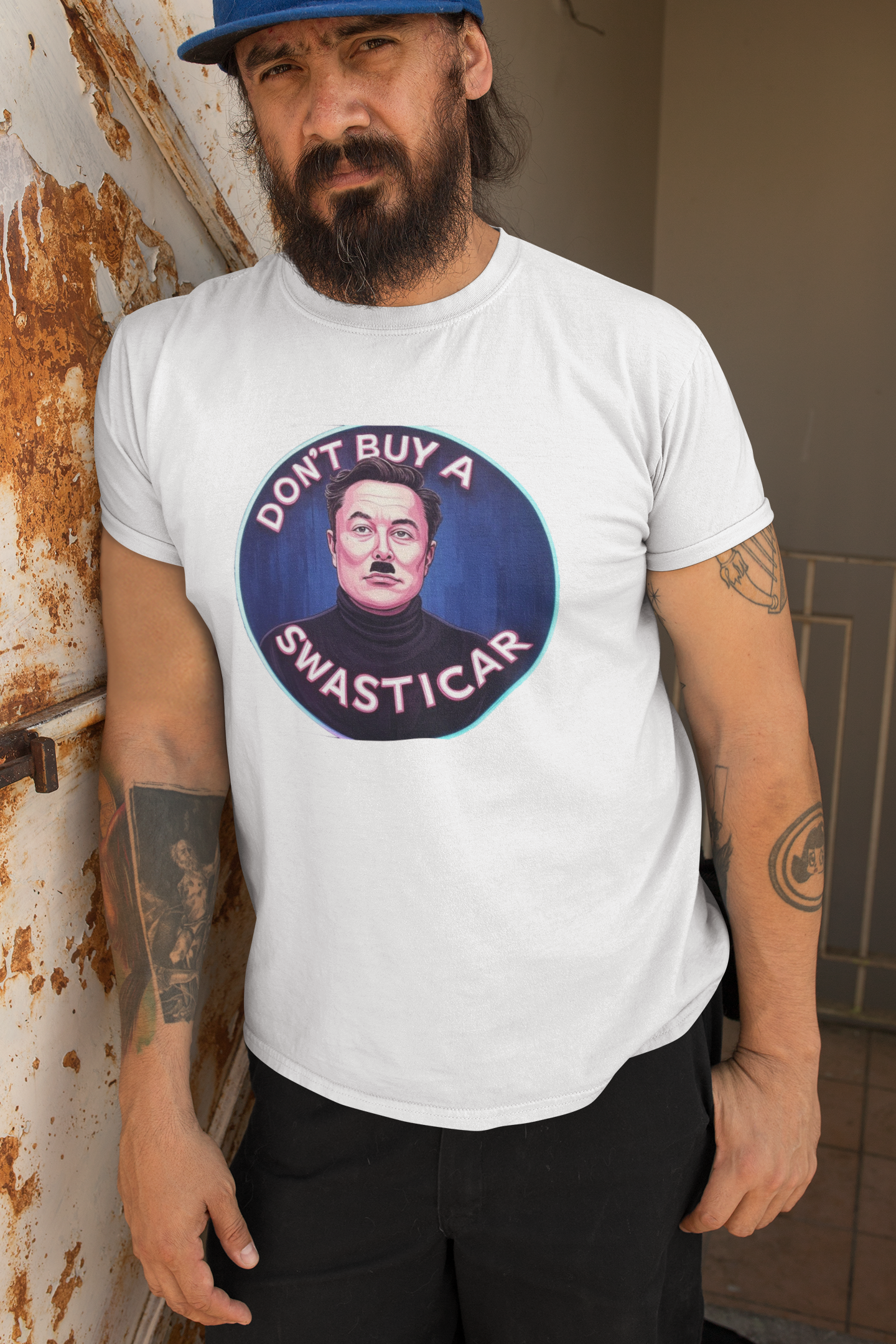 Anti Elon Musk Parody T-Shirt, Funny Tesla Satire Shirt – ‘Don’t Buy a Swasticar’ Design Political Protest Tee
