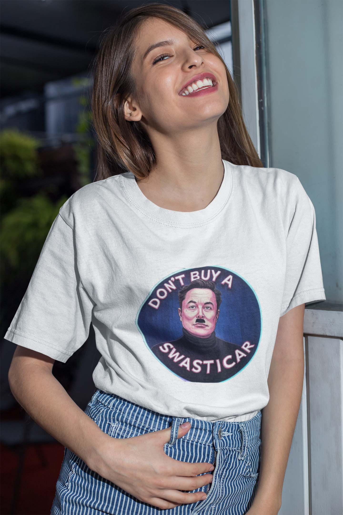 Anti Elon Musk Parody T-Shirt, Funny Tesla Satire Shirt – ‘Don’t Buy a Swasticar’ Design Political Protest Tee